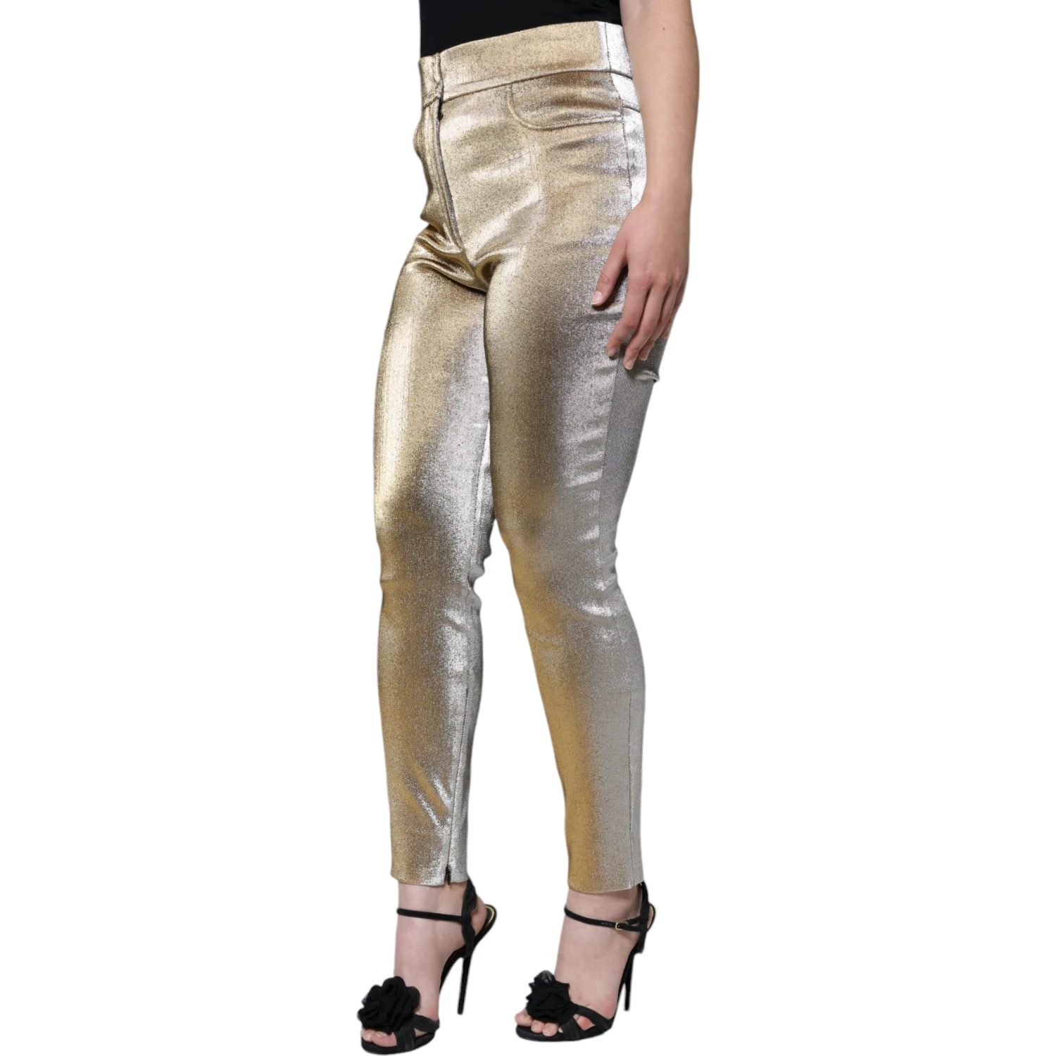 Metallic Gold High Waist Skinny Pants