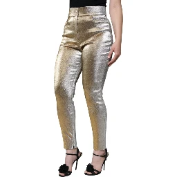 Metallic Gold High Waist Skinny Pants
