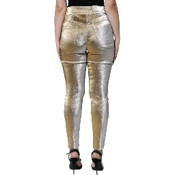 Metallic Gold High Waist Skinny Pants