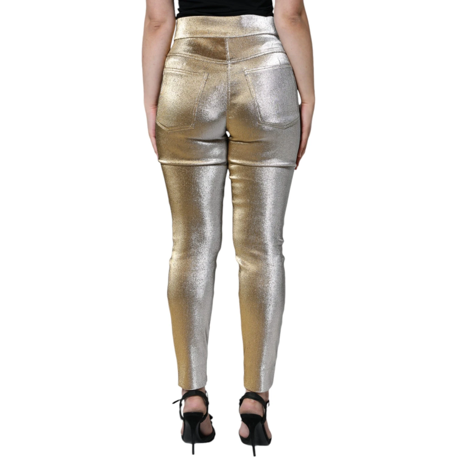 Metallic Gold High Waist Skinny Pants