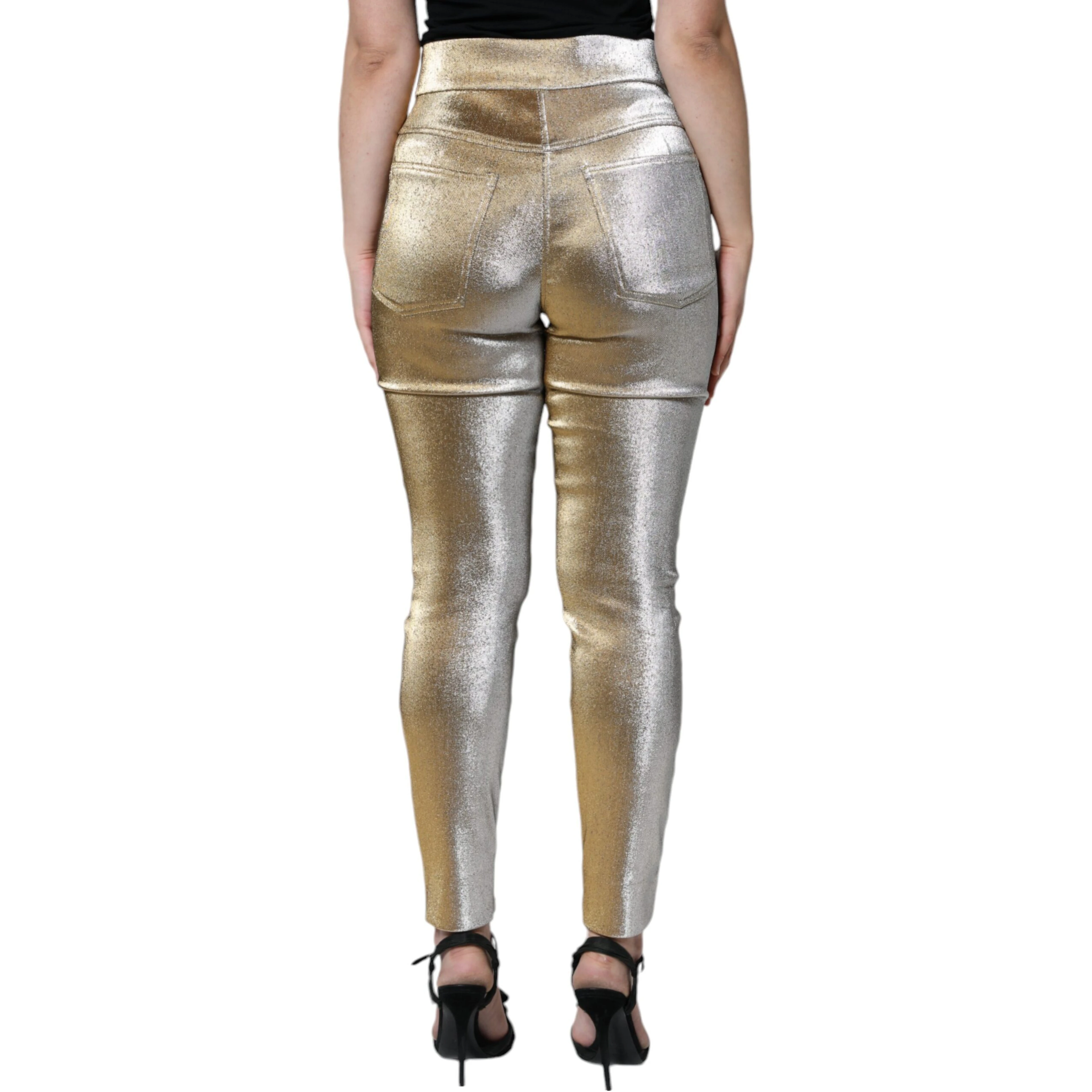 Metallic Gold High Waist Skinny Pants