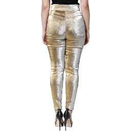 Metallic Gold High Waist Skinny Pants