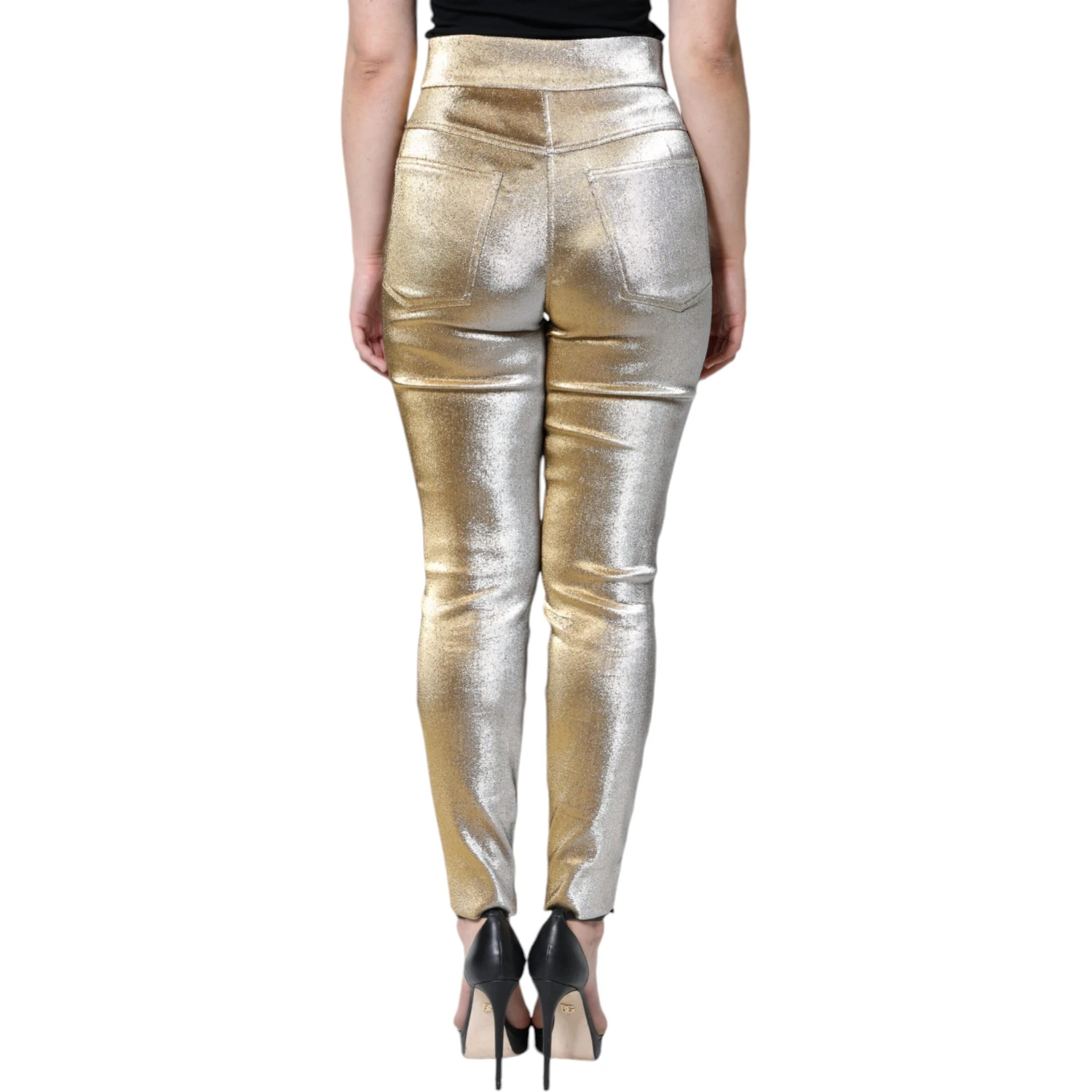 Metallic Gold High Waist Skinny Pants