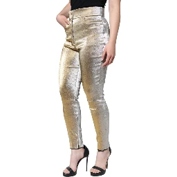 Metallic Gold High Waist Skinny Pants