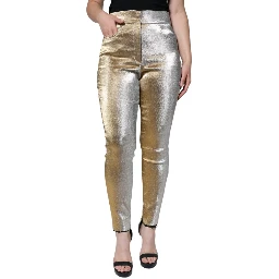 Metallic Gold High Waist Skinny Pants