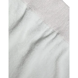 White Nylon Stretch Crew Neck Pullover Sweater