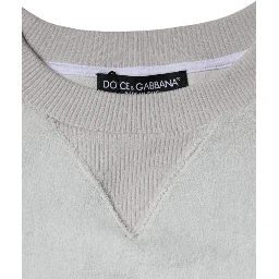 White Nylon Stretch Crew Neck Pullover Sweater