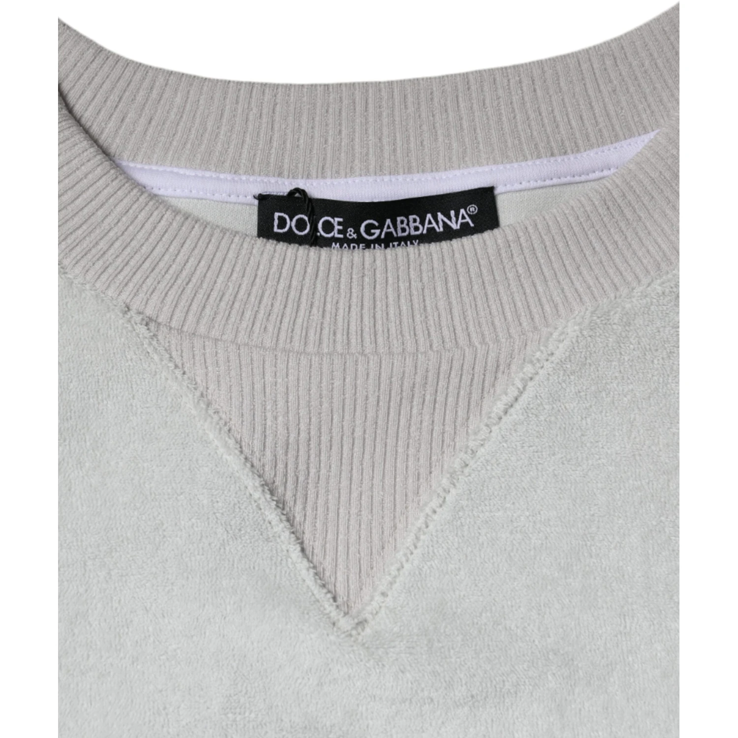 White Nylon Stretch Crew Neck Pullover Sweater