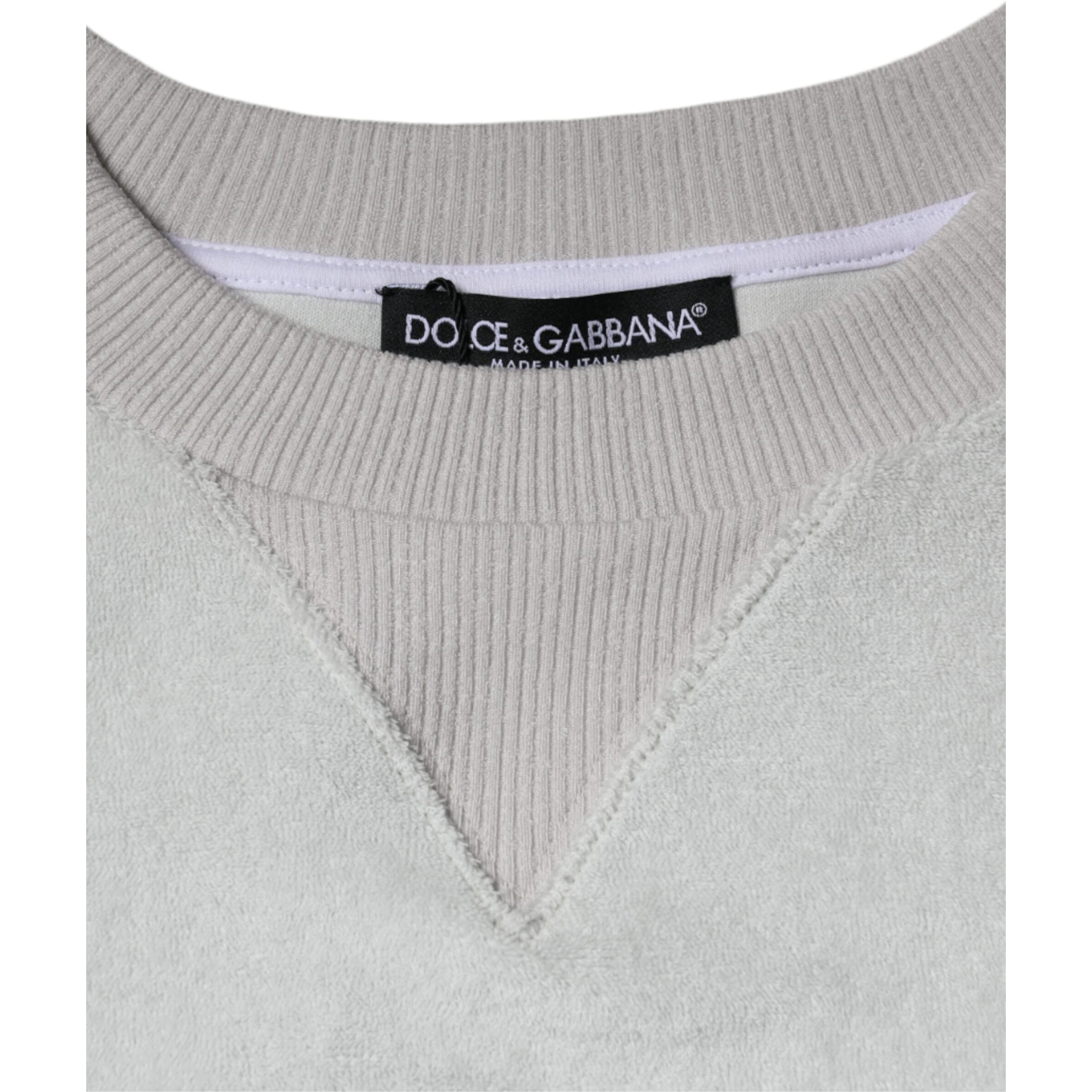 White Nylon Stretch Crew Neck Pullover Sweater