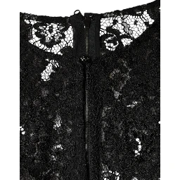 Black Floral Lace See Through Long Sleeve Top