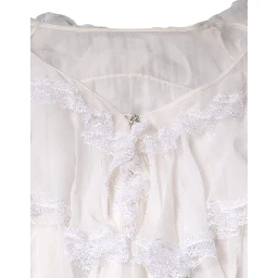 White Ruffles Lace Long Sleeve Blouse Top