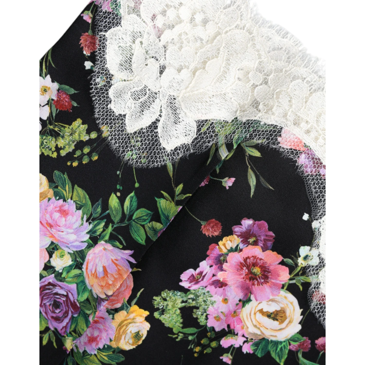 Black Floral Lace Short Sleeves Blouse Top