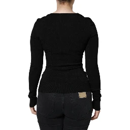 Black Long Sleeves Blouse Square Neck Top