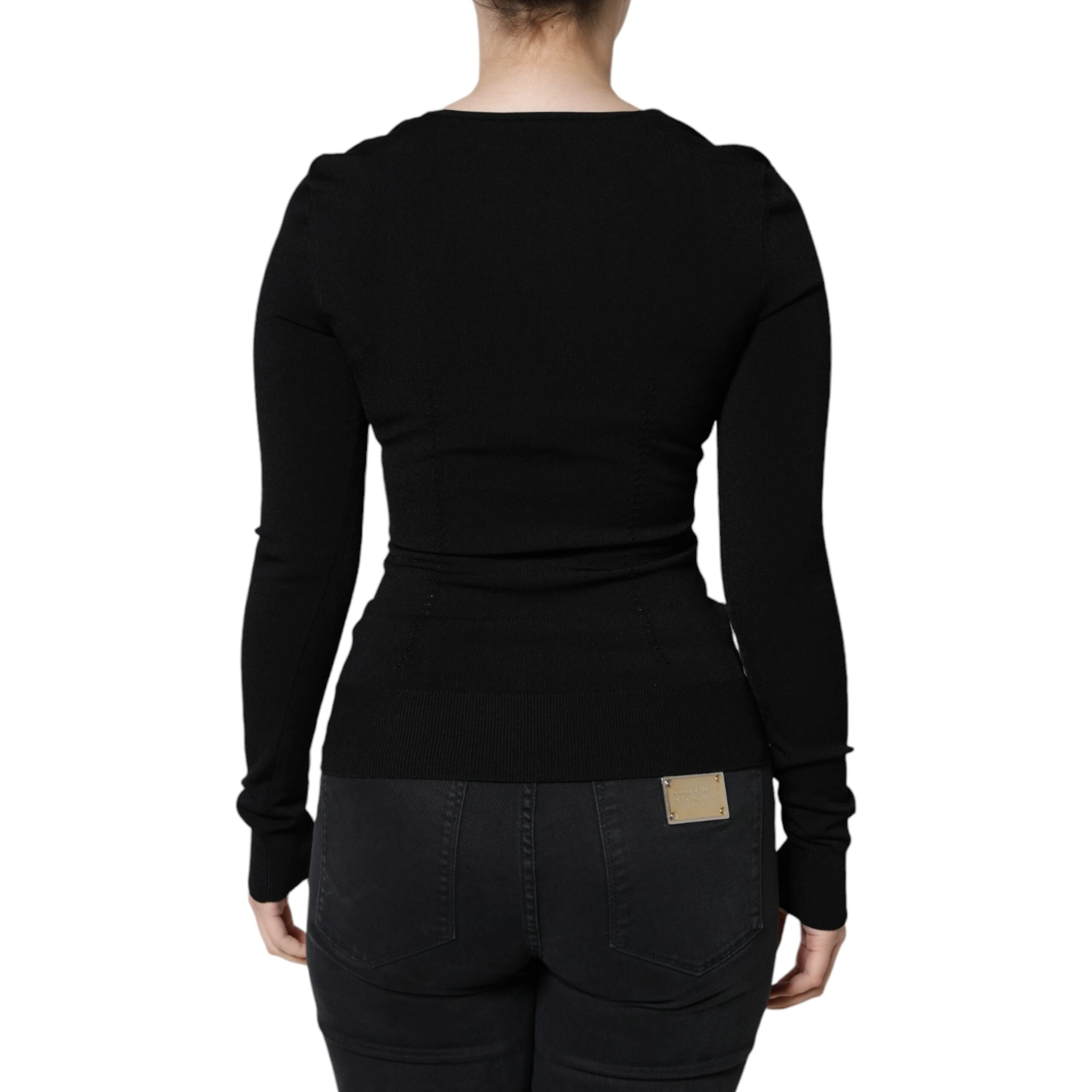 Black Long Sleeves Blouse Square Neck Top