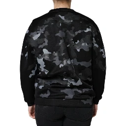 Black Camouflage Round Neck Sweatshirt Sweater