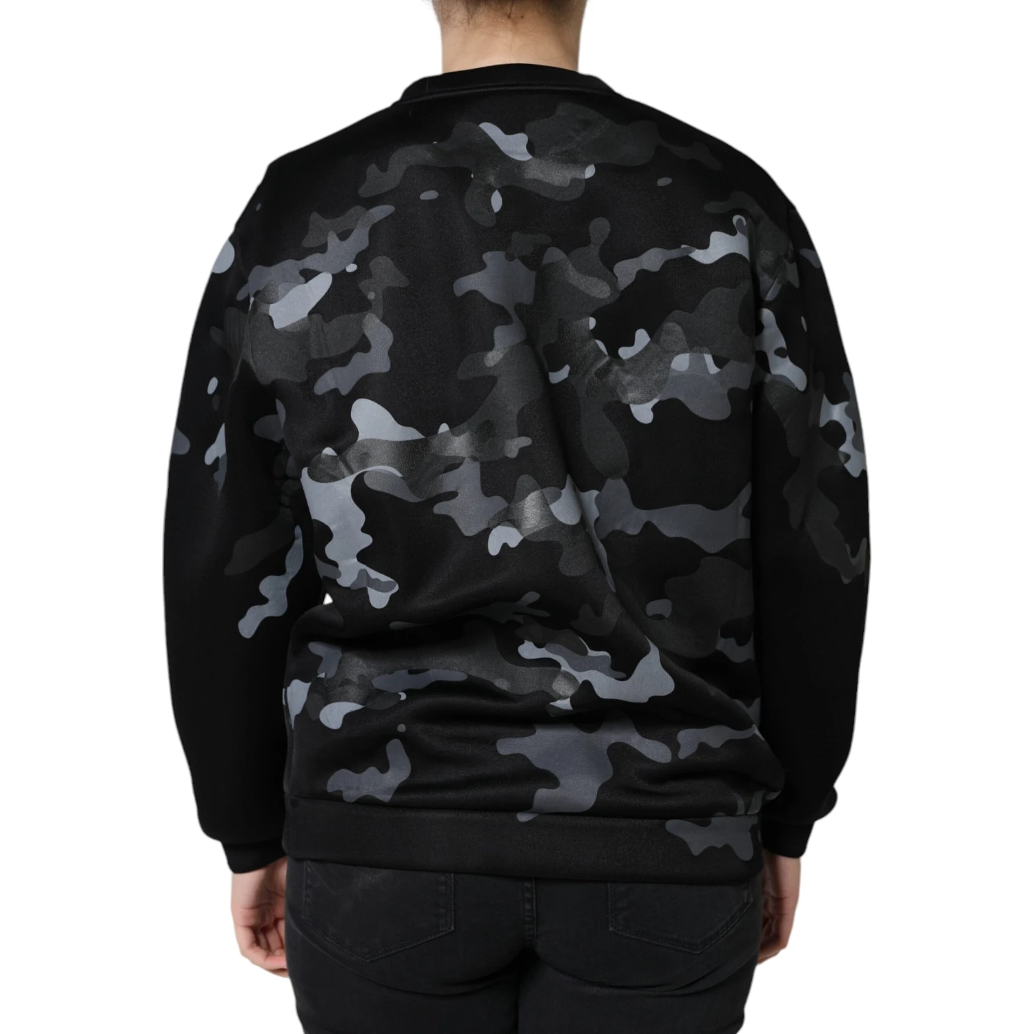 Black Camouflage Round Neck Sweatshirt Sweater