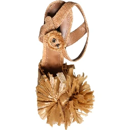 Brown Raffia Ankle Strap Crystal Sandals Shoes