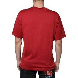 Red Cotton DG Logo Print Crew Neck T-shirt