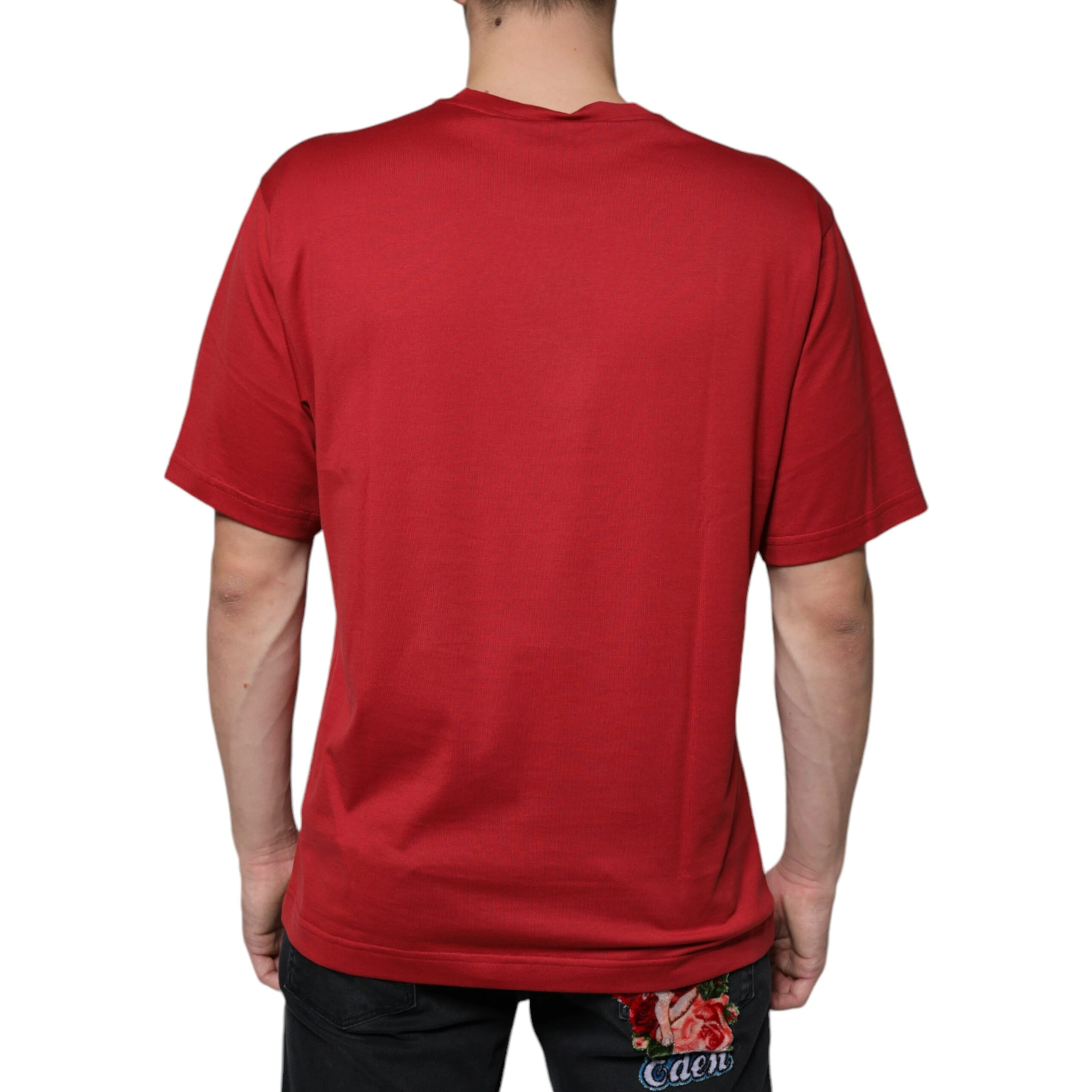 Red Cotton DG Logo Print Crew Neck T-shirt