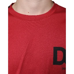 Red Cotton DG Logo Print Crew Neck T-shirt