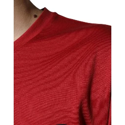 Red Cotton DG Logo Print Crew Neck T-shirt