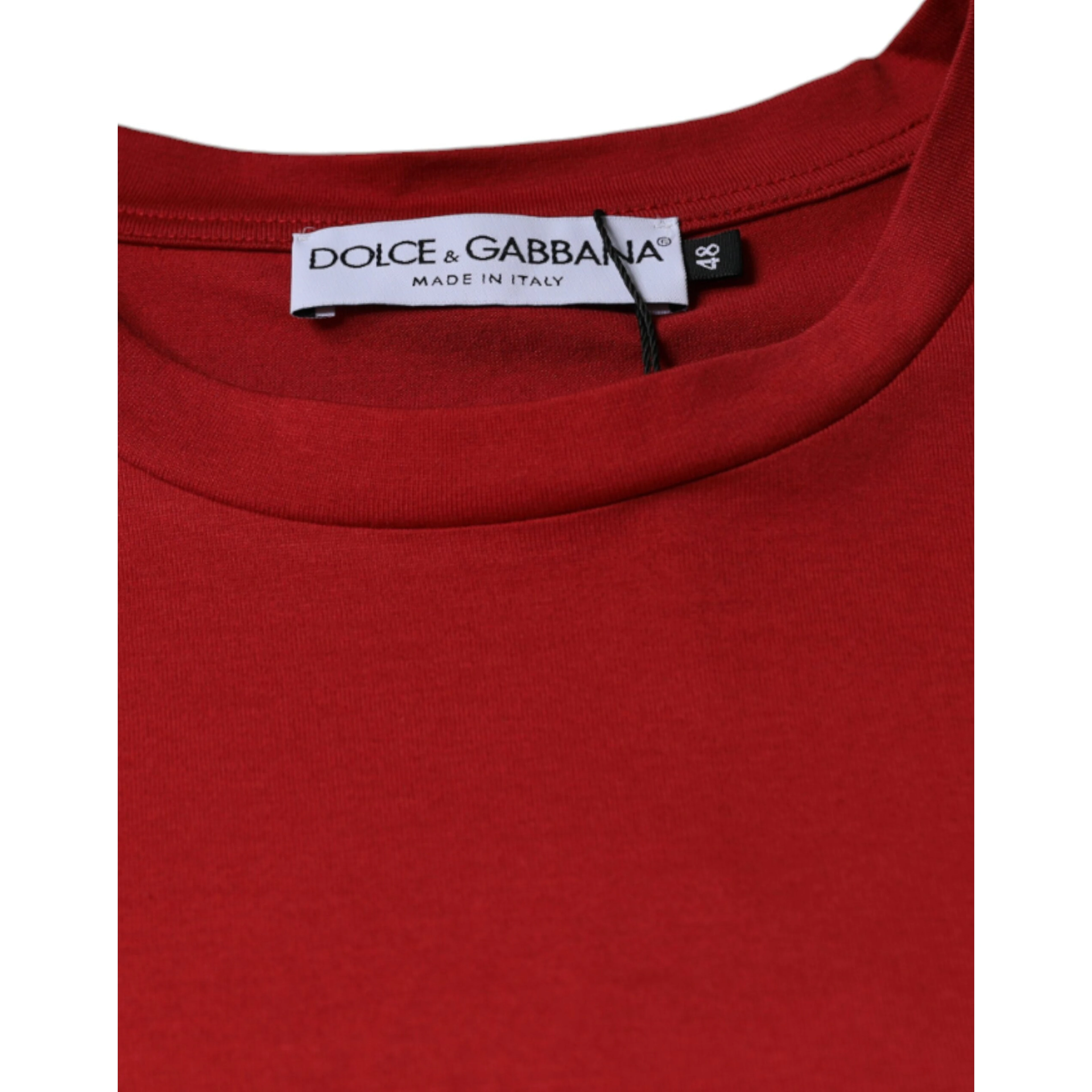 Red Cotton DG Logo Print Crew Neck T-shirt