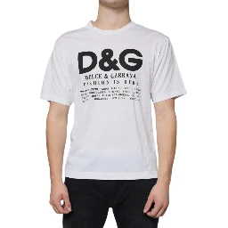 White Cotton DG Logo Print Casual T-shirt