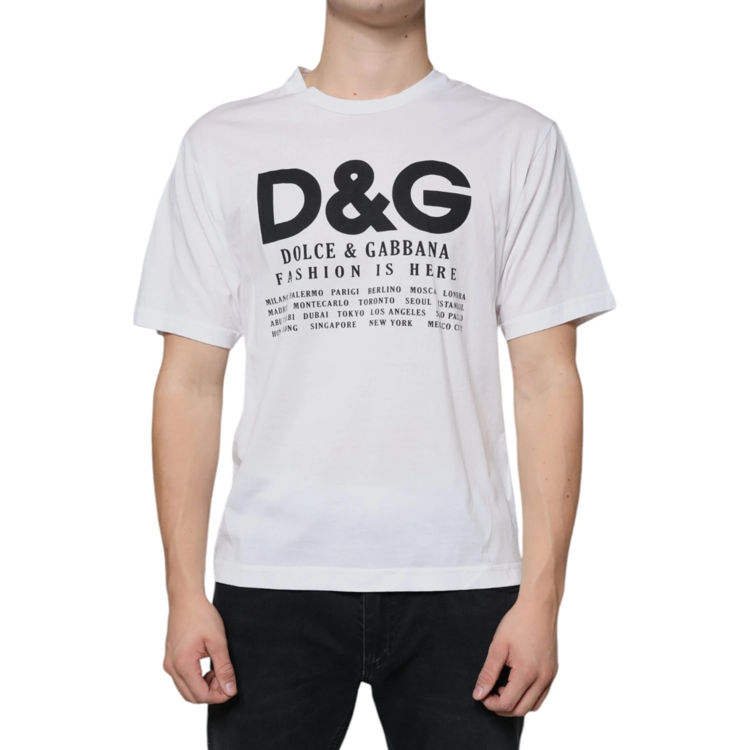 White Cotton DG Logo Print Casual T-shirt