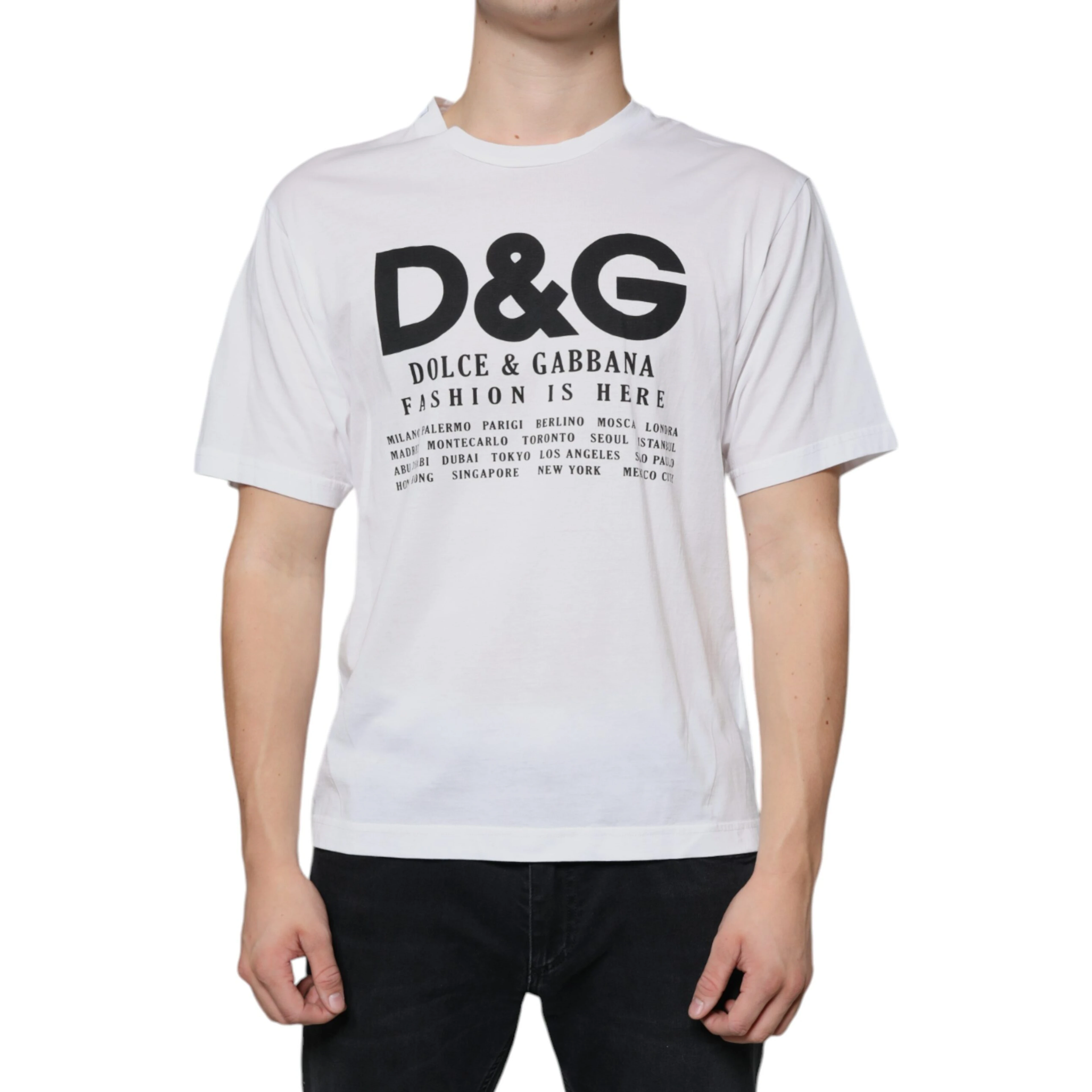 White Cotton DG Logo Print Casual T-shirt
