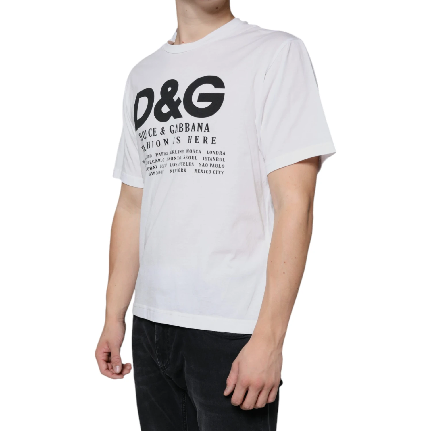 White Cotton DG Logo Print Casual T-shirt