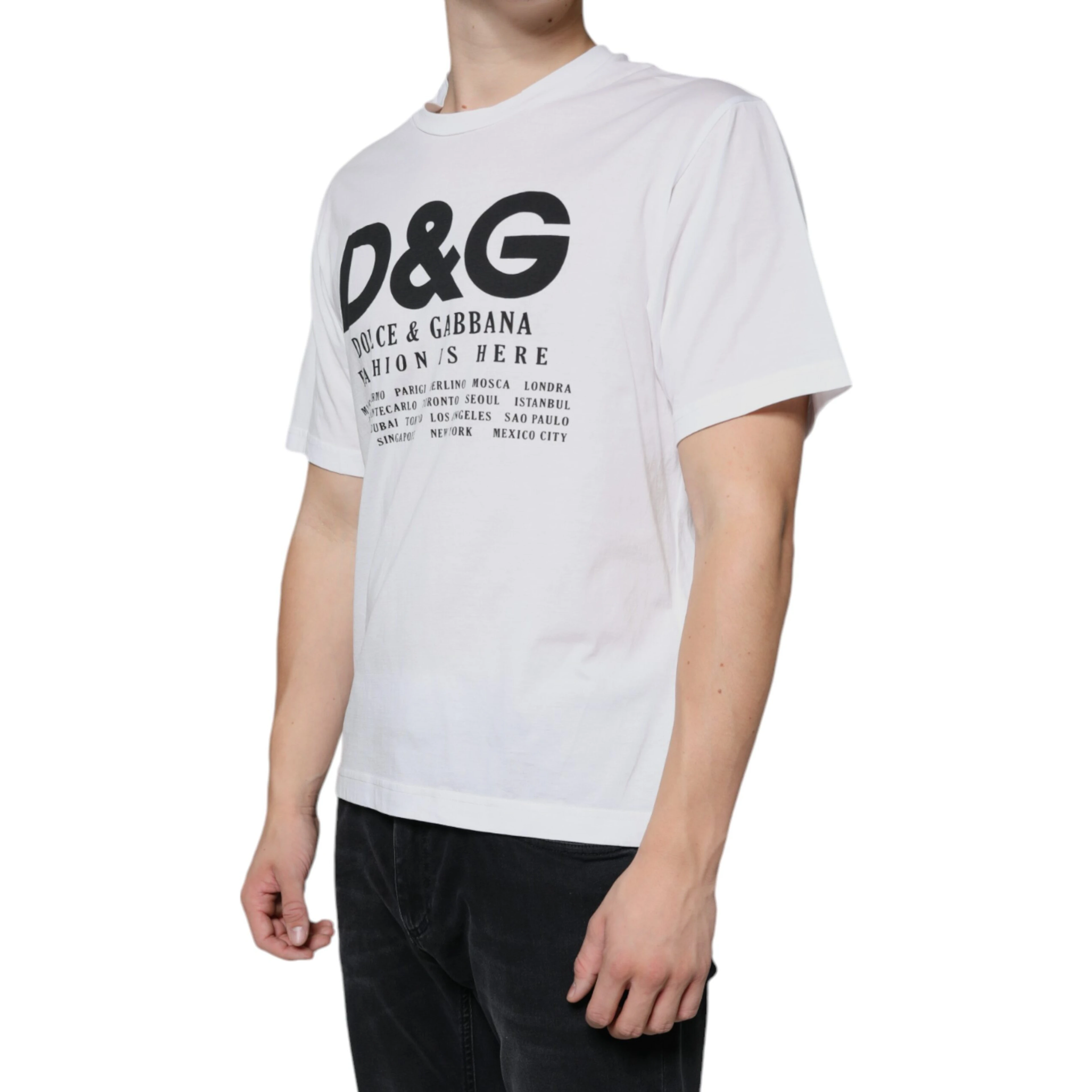 White Cotton DG Logo Print Casual T-shirt