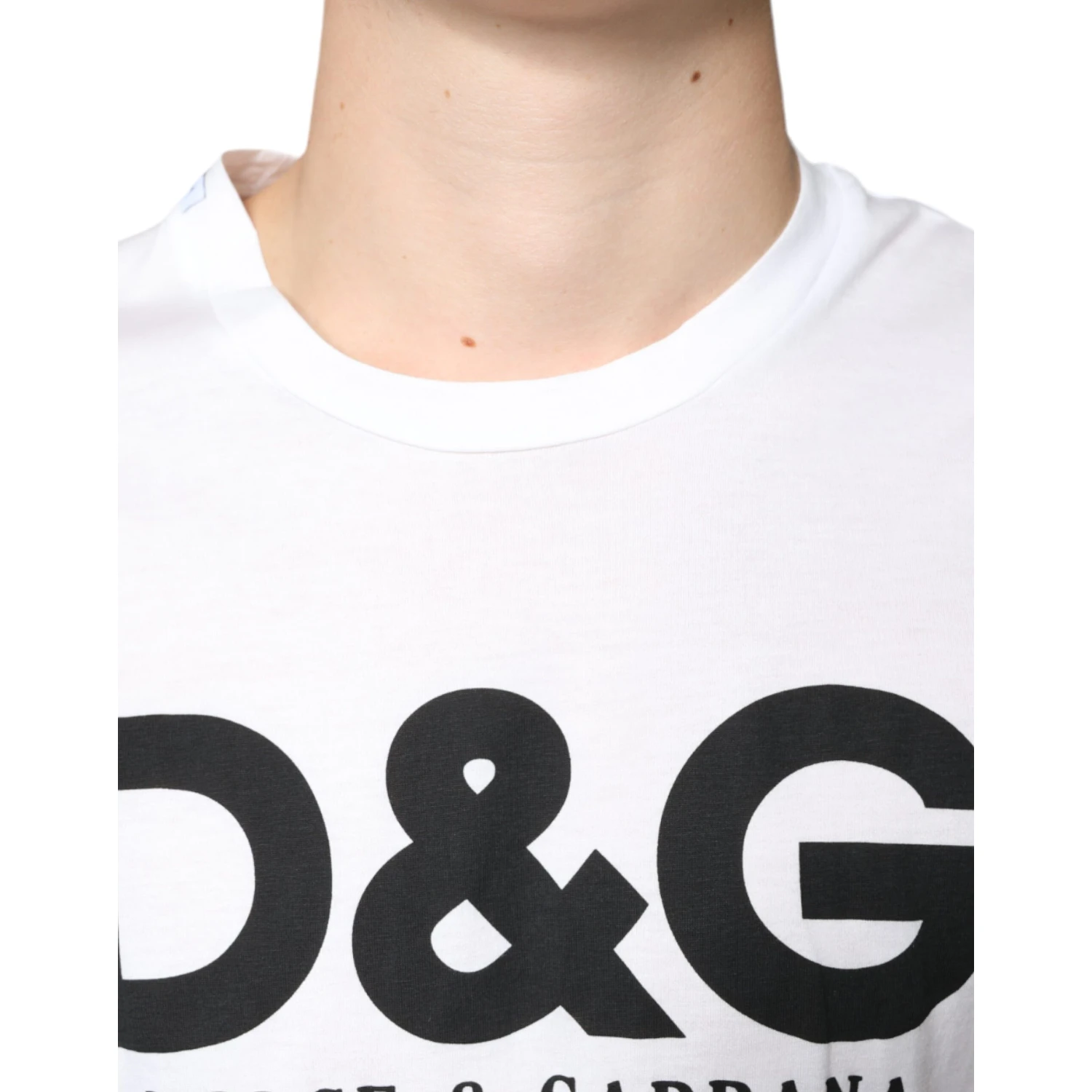 White Cotton DG Logo Print Casual T-shirt