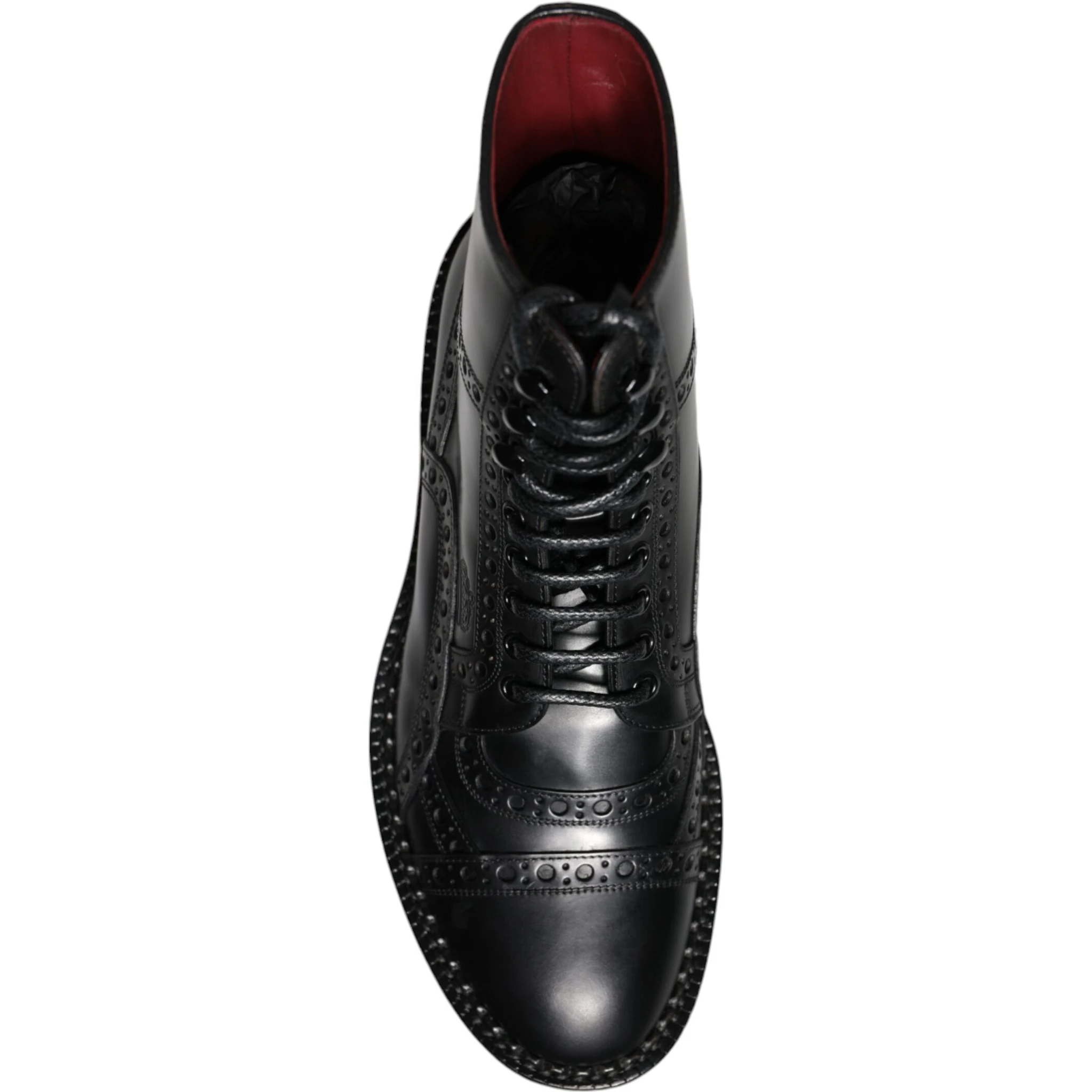 Black Leather Lace Up Mid Calf Boots Shoes