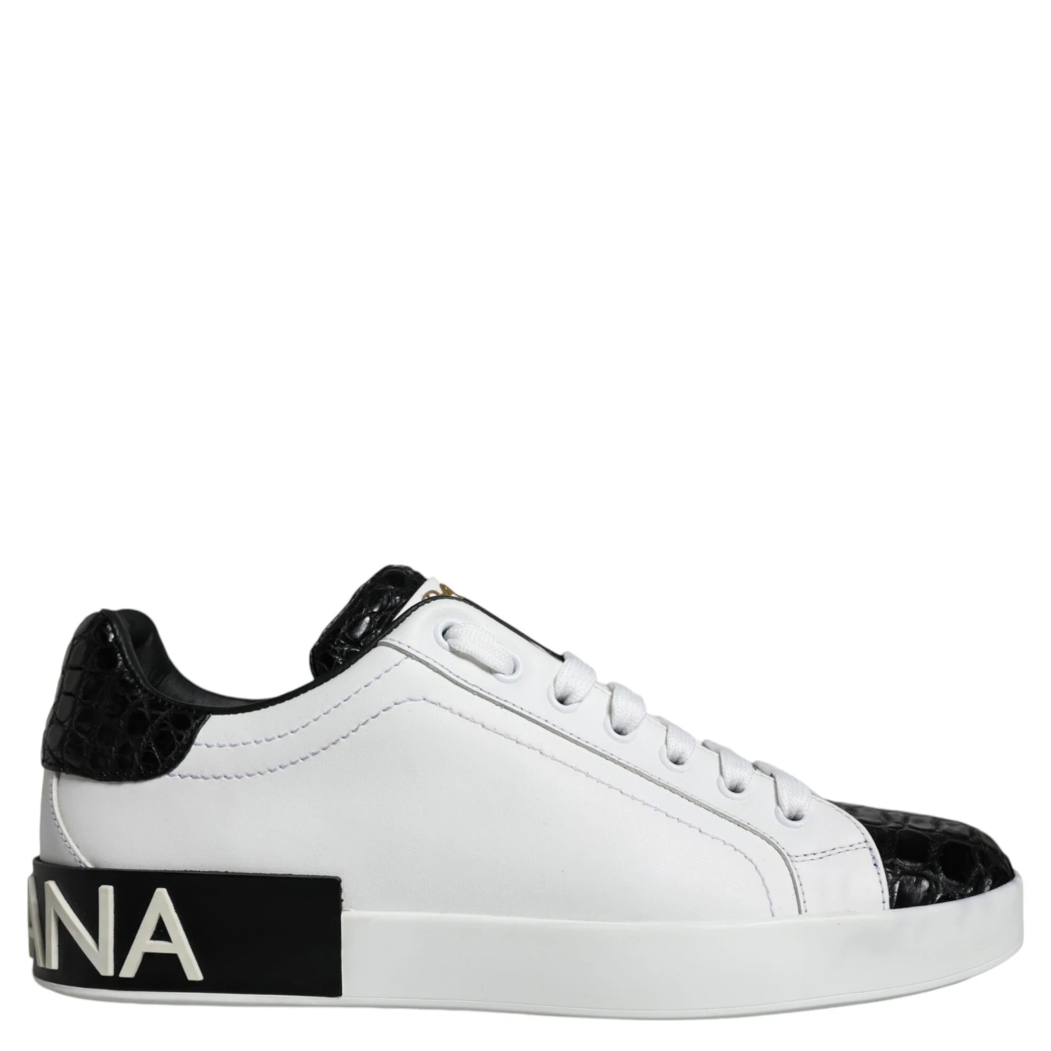 Black Leather Logo Portofino Sneaker Shoes