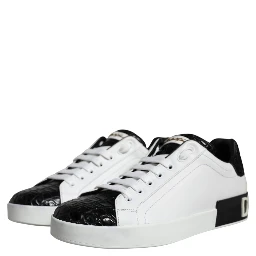 Black Leather Logo Portofino Sneaker Shoes