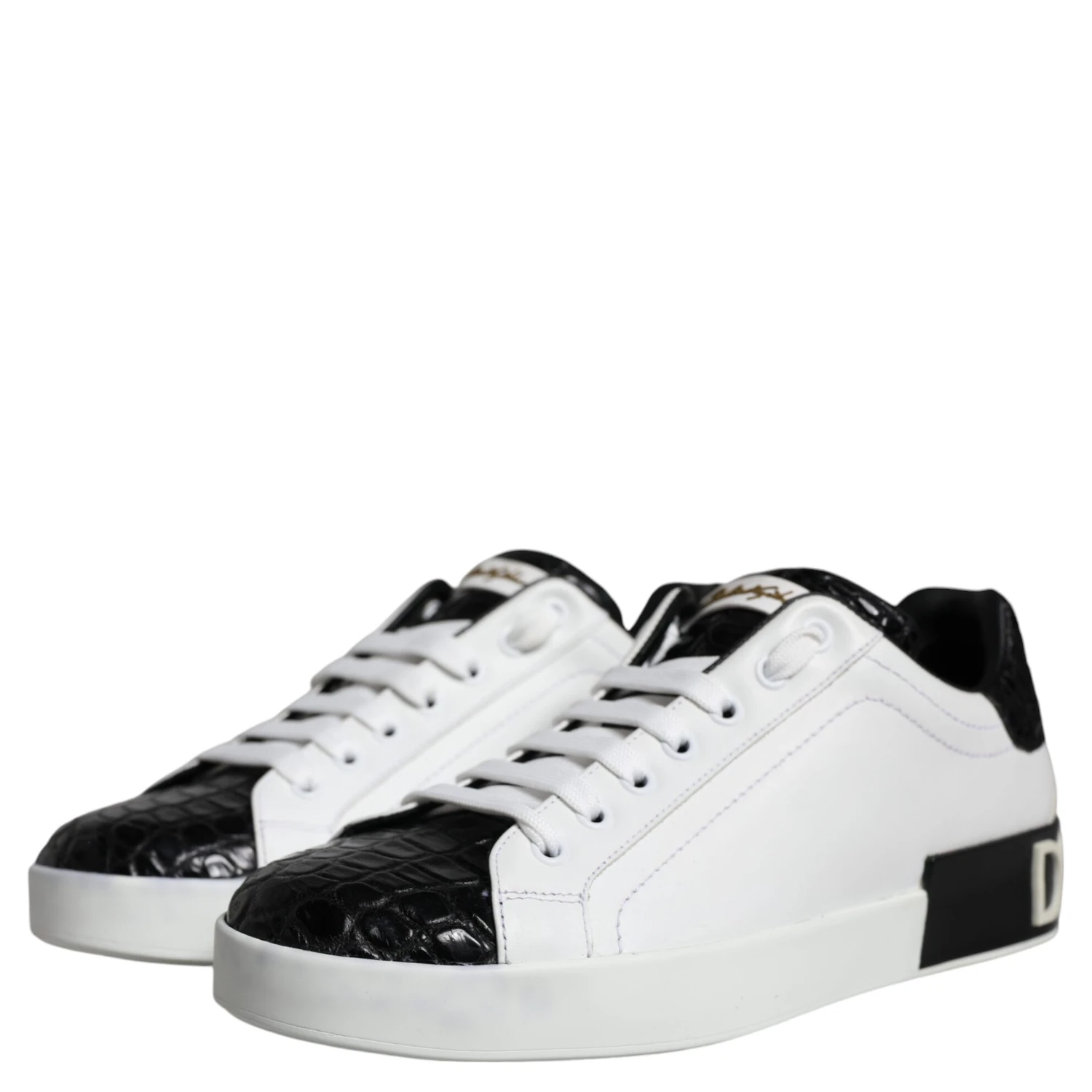 Black Leather Logo Portofino Sneaker Shoes