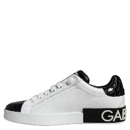 Black Leather Logo Portofino Sneaker Shoes