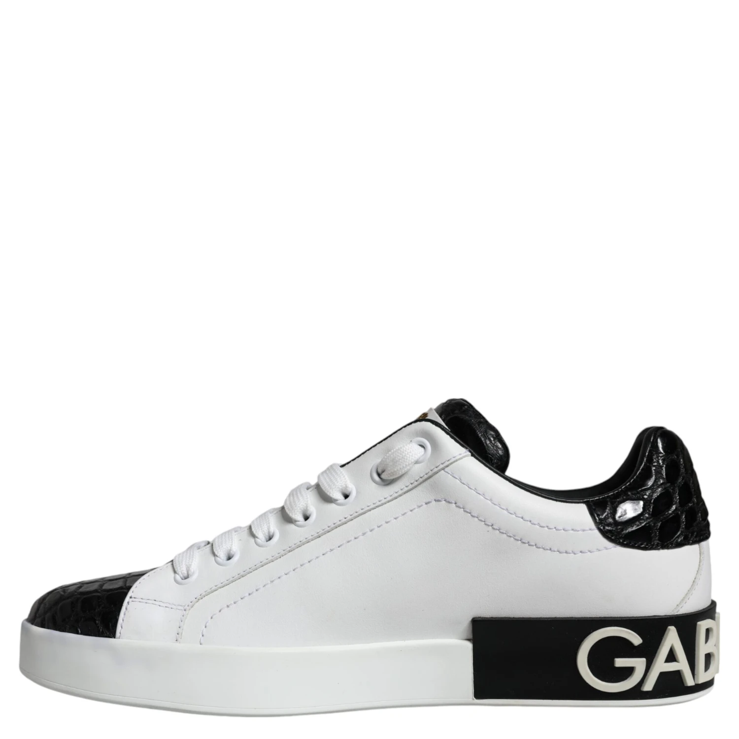 Black Leather Logo Portofino Sneaker Shoes