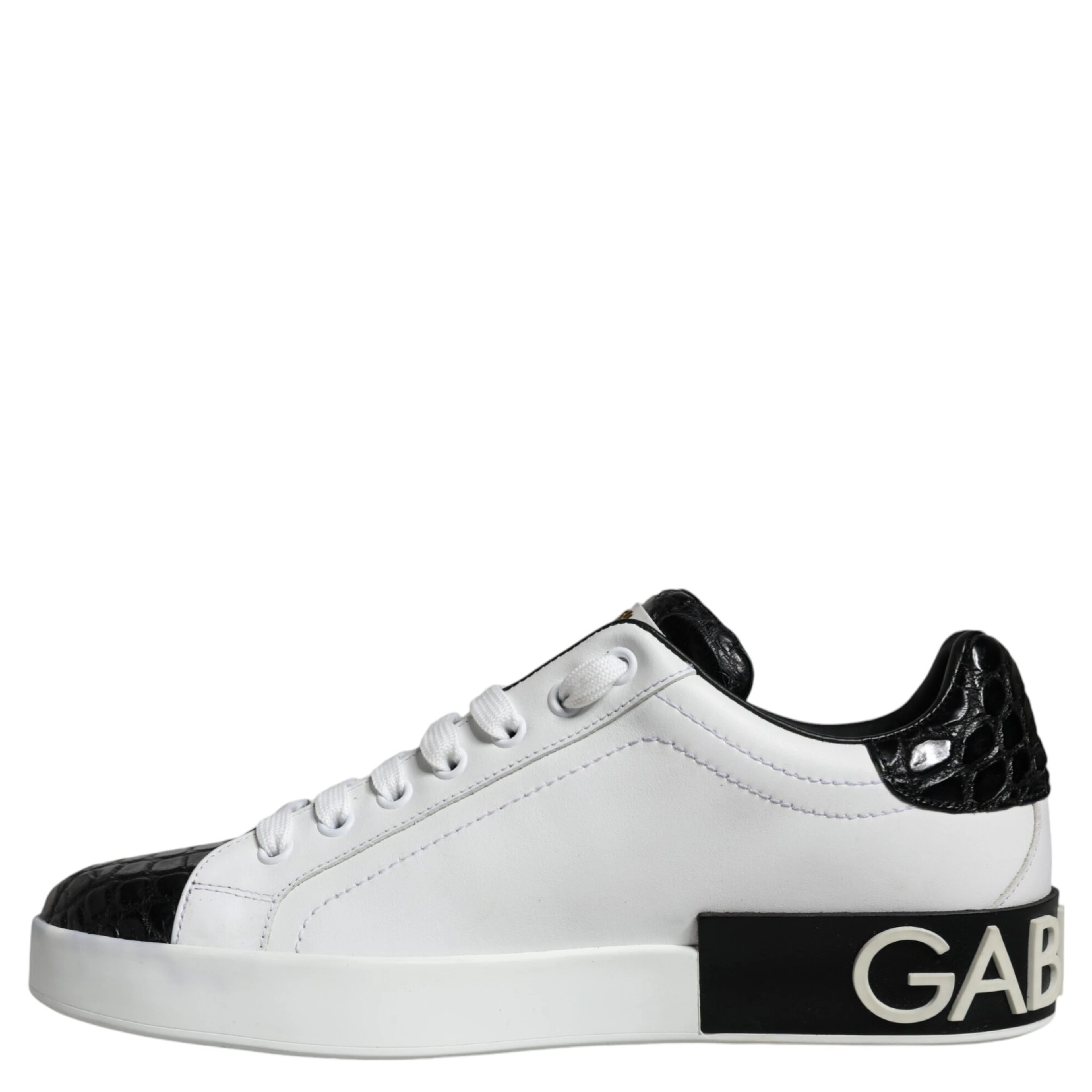 Black Leather Logo Portofino Sneaker Shoes