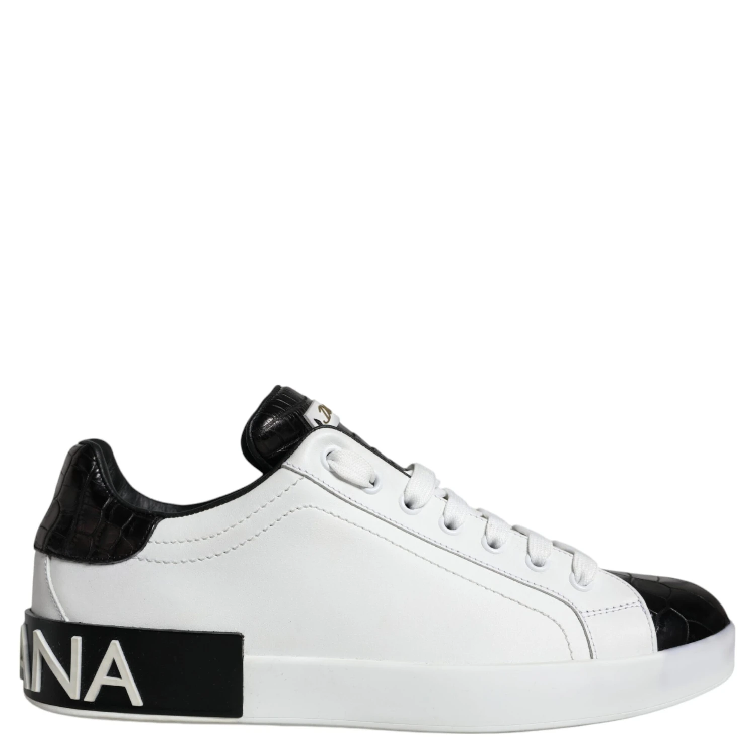 Black Leather Logo Portofino Sneaker Shoes