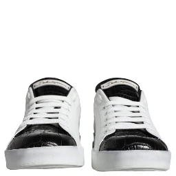 Black Leather Logo Portofino Sneaker Shoes
