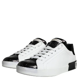Black Leather Logo Portofino Sneaker Shoes
