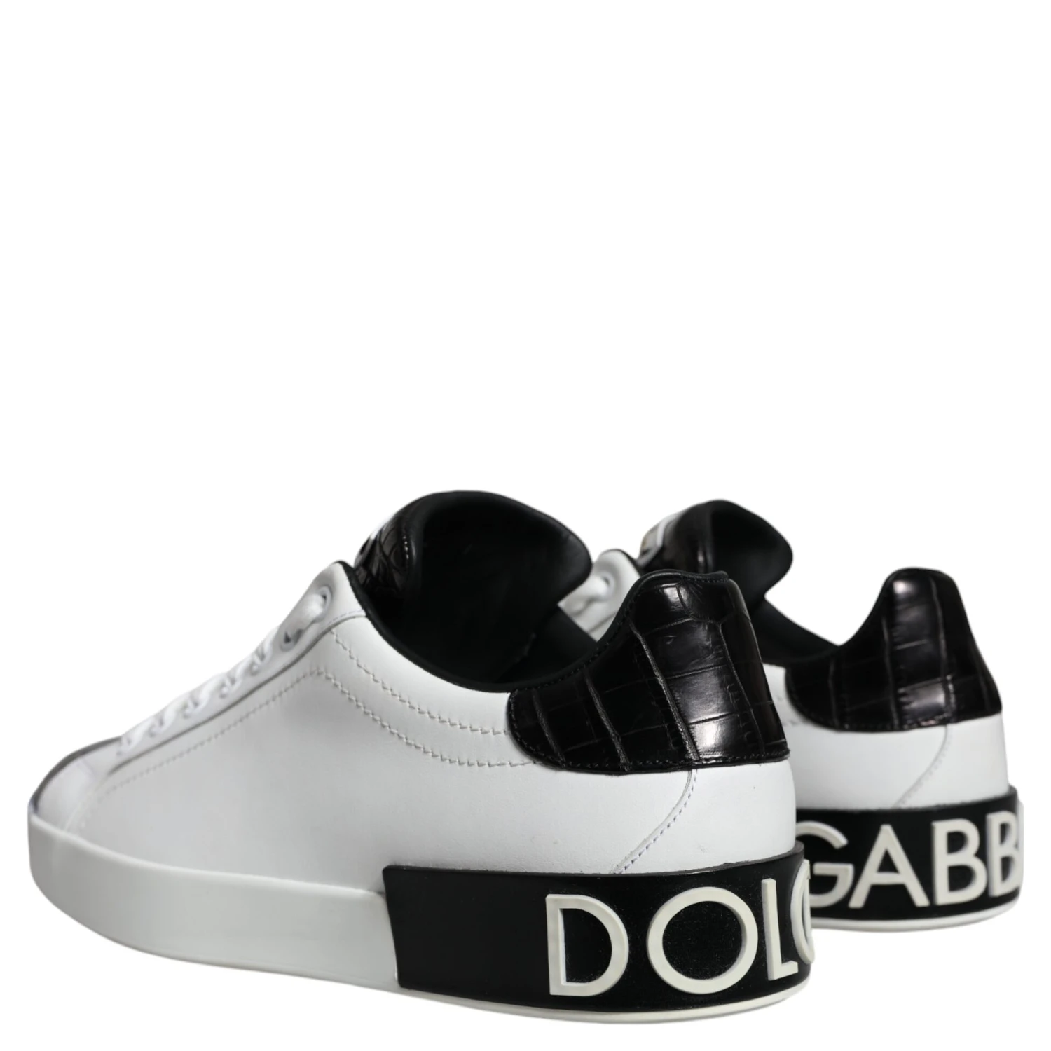 Black Leather Logo Portofino Sneaker Shoes