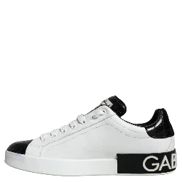 Black Leather Logo Portofino Sneaker Shoes