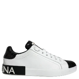 Black Leather Logo Portofino Sneaker Shoes
