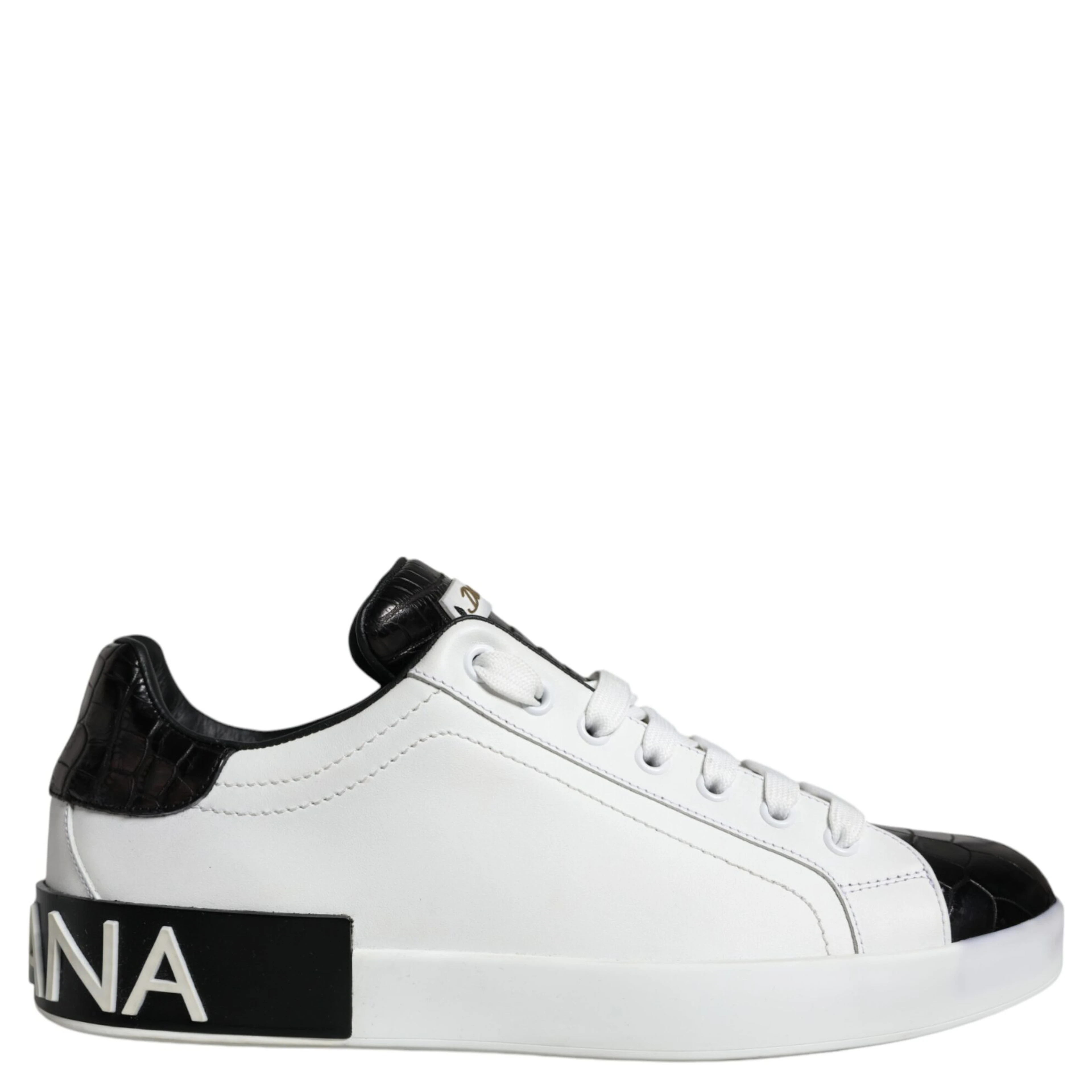 Black Leather Logo Portofino Sneaker Shoes