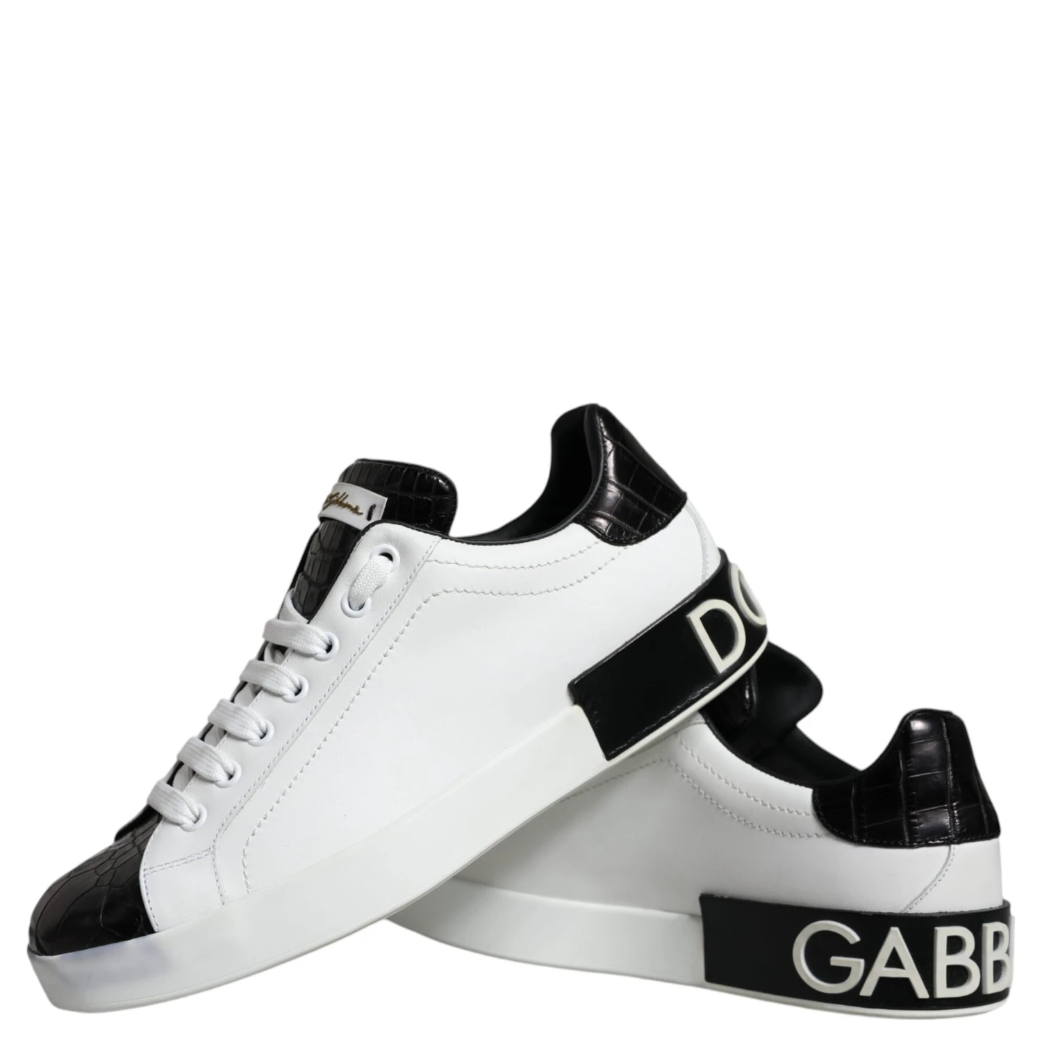 Black Leather Logo Portofino Sneaker Shoes