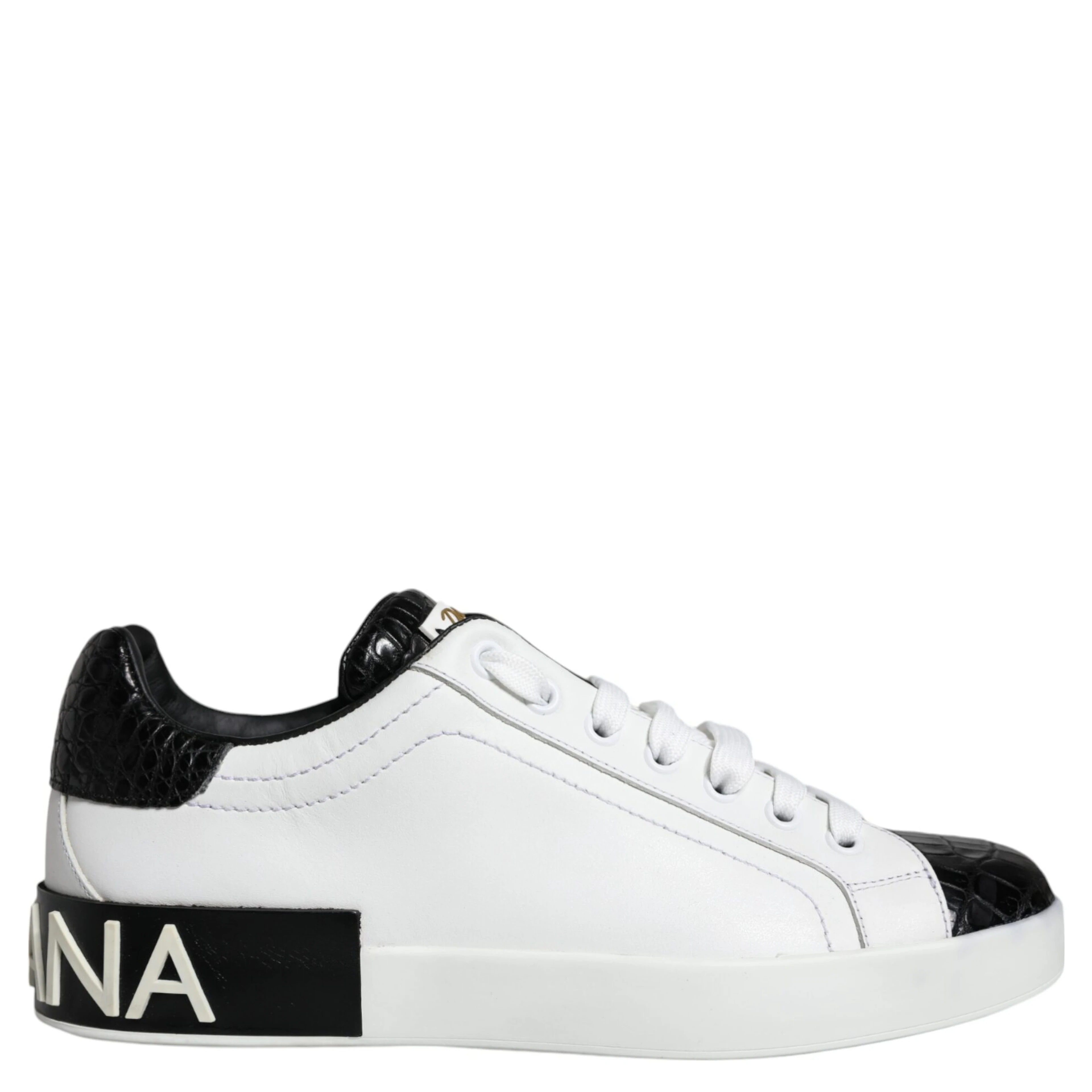 Black Leather Logo Portofino Sneaker Shoes