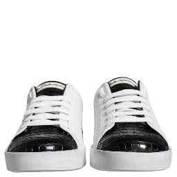 Black Leather Logo Portofino Sneaker Shoes