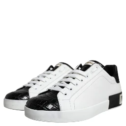 Black Leather Logo Portofino Sneaker Shoes